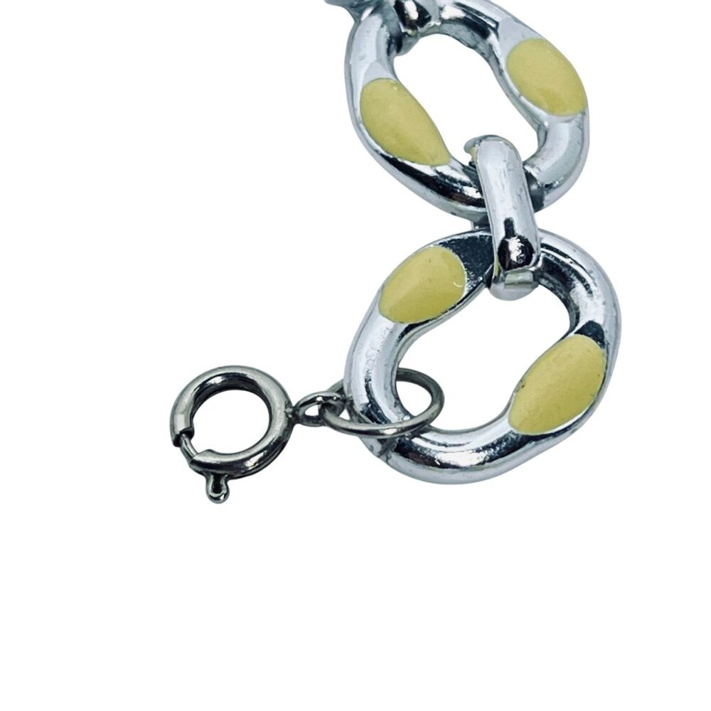 Vintage Silver Tone & Cream Enamel Chain Necklace & Bracelet Set (5664) - Picture 8 of 12